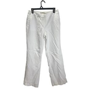 LOFT White Linen Blend Wide Leg Pants Size 6 Summer Beach Casual Chic